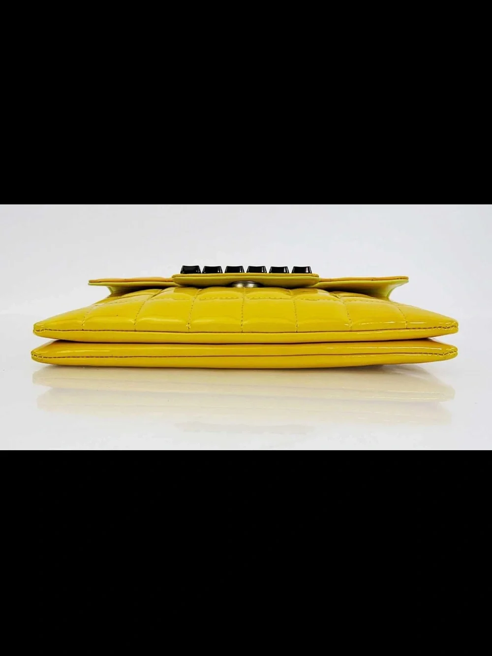 CHANEL Yellow Patent Quilted Shoulder Bag with Chain